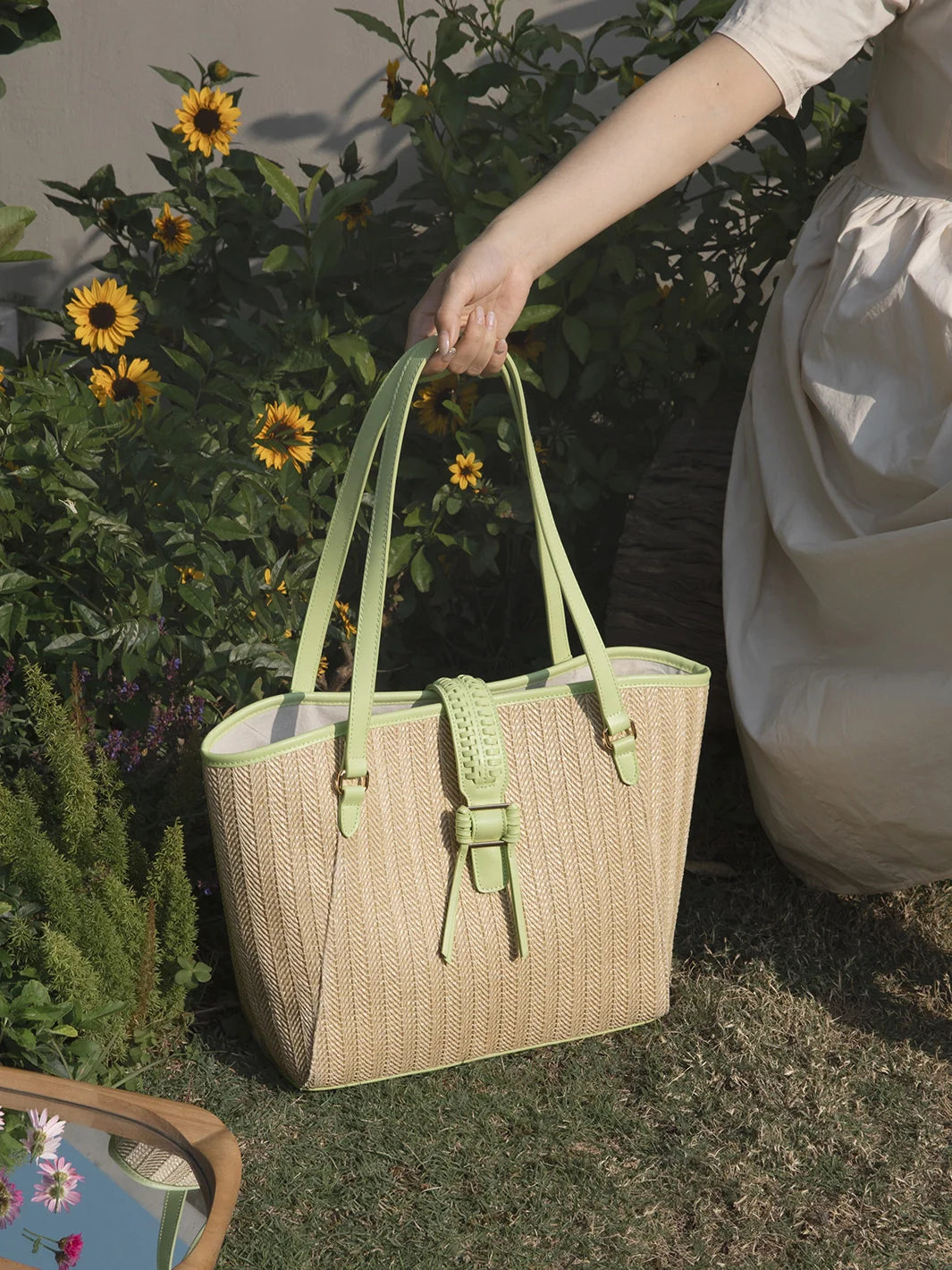 Marina Raffia Straw Tote Bag