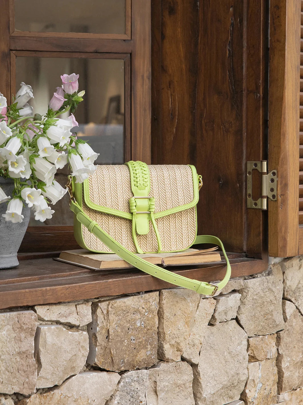 Marina Raffia Straw Crossbody Bag