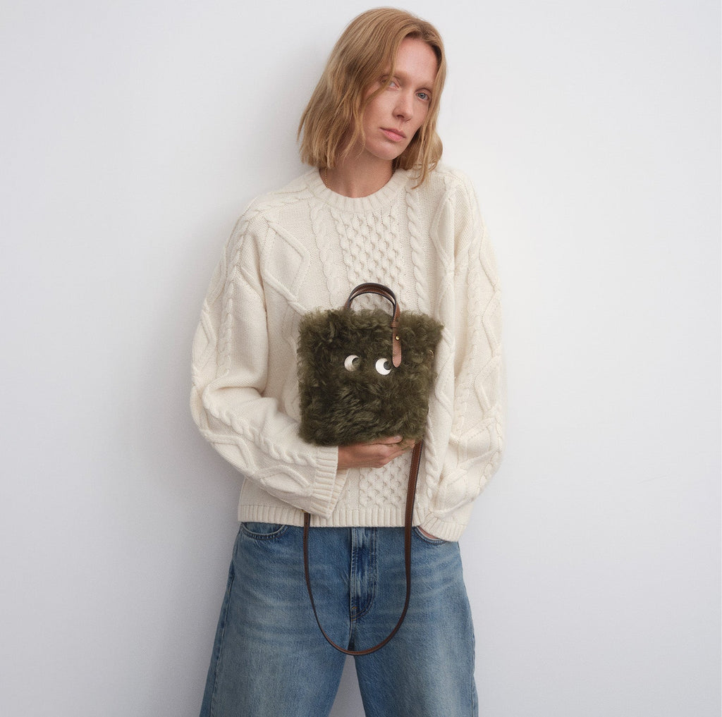 N/S Mini Eyes Shearling Tote