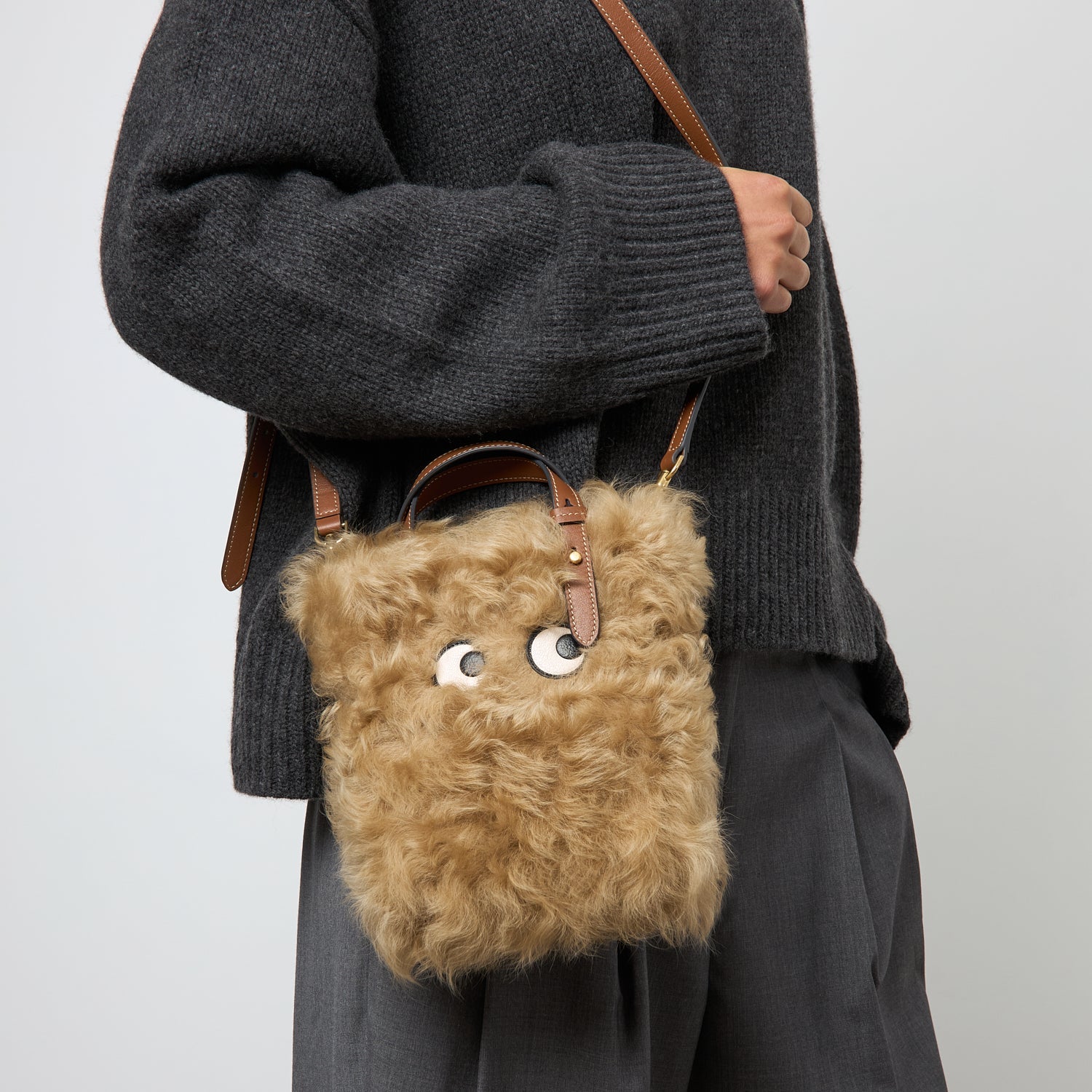 N/S Mini Eyes Shearling Tote