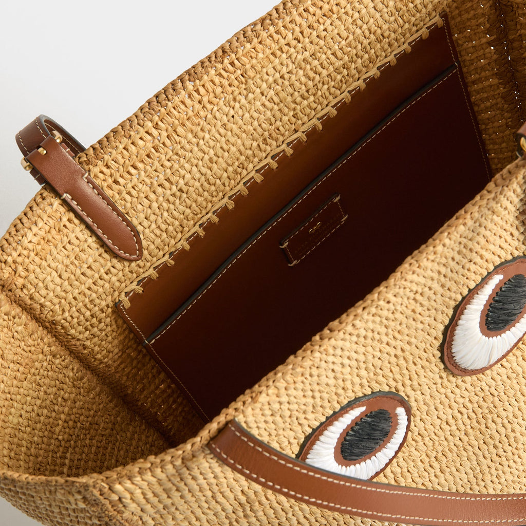 N/S Raffia Eyes Small Tote