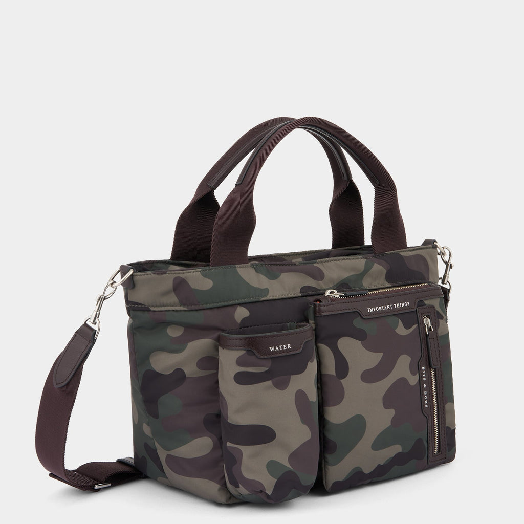 Camouflage E/W Multi Pocket Mini Cross-body Tote