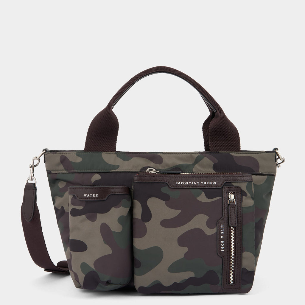 Camouflage E/W Multi Pocket Mini Cross-body Tote