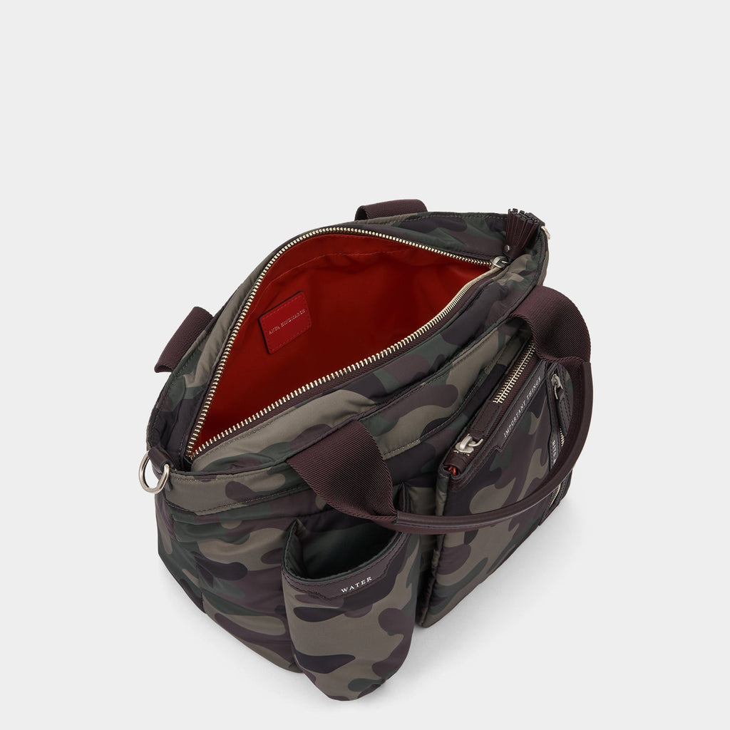 Camouflage E/W Multi Pocket Mini Cross-body Tote