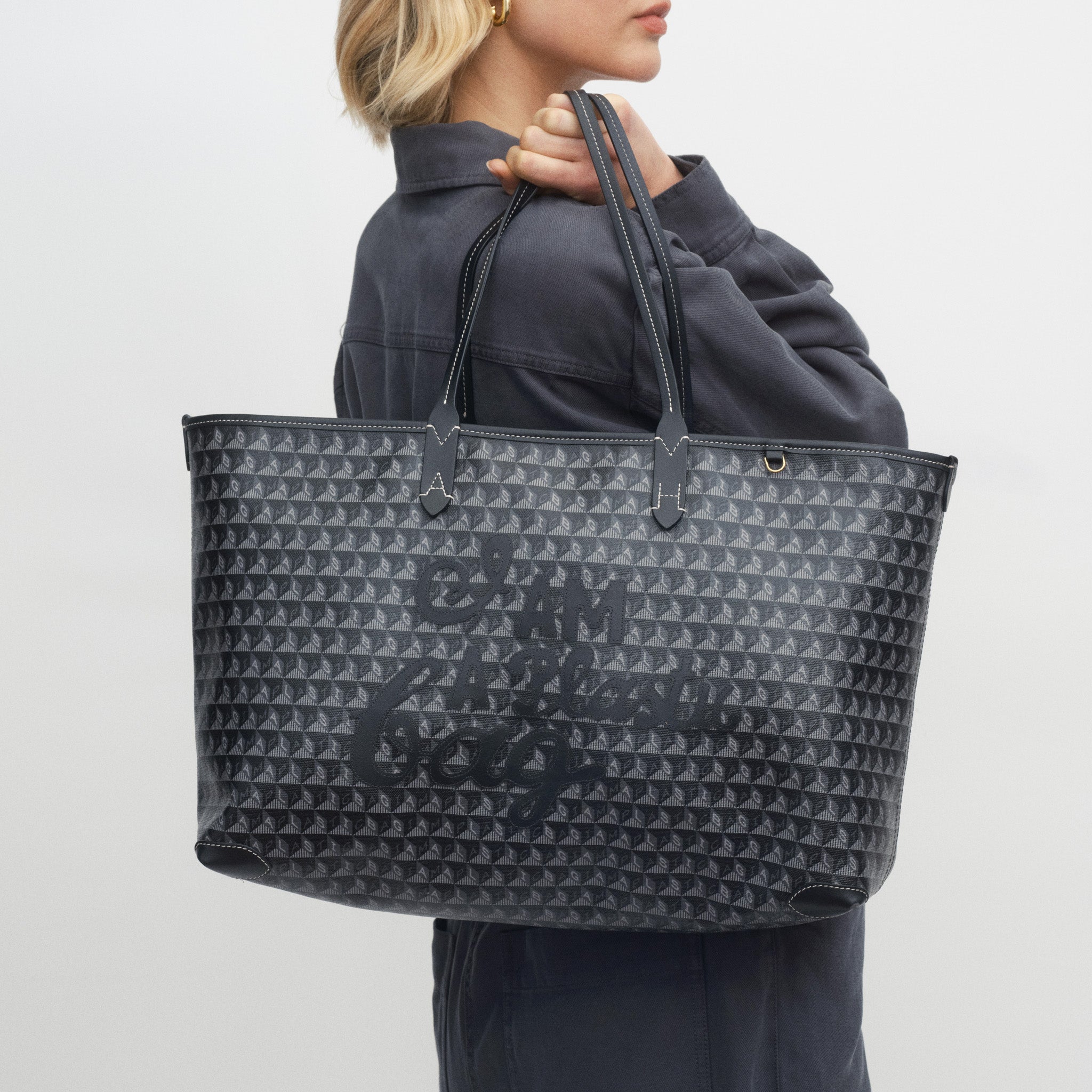 I Am A Plastic Bag Zipped Motif Tote