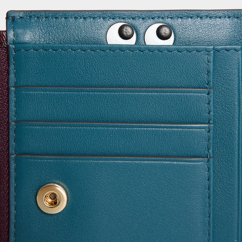 Peeping Eyes Small Double Zip Wallet