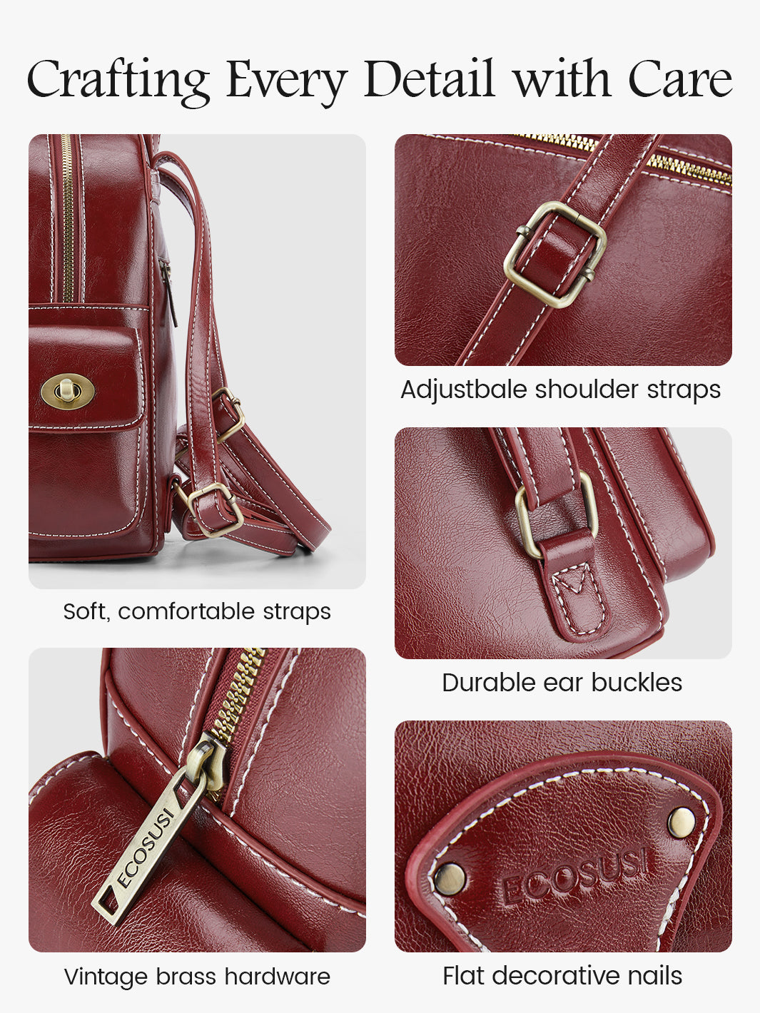 Alison Vintage Vegan Leather Mini Backpack