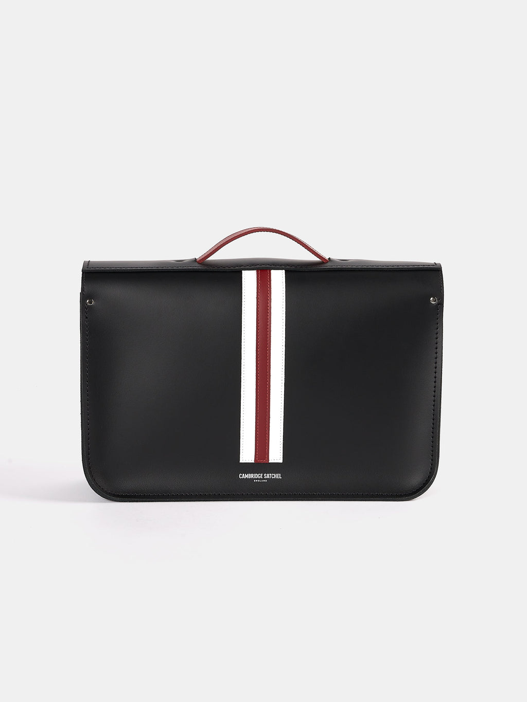 The 15 Inch Batchel - Black with Harvard Stripe