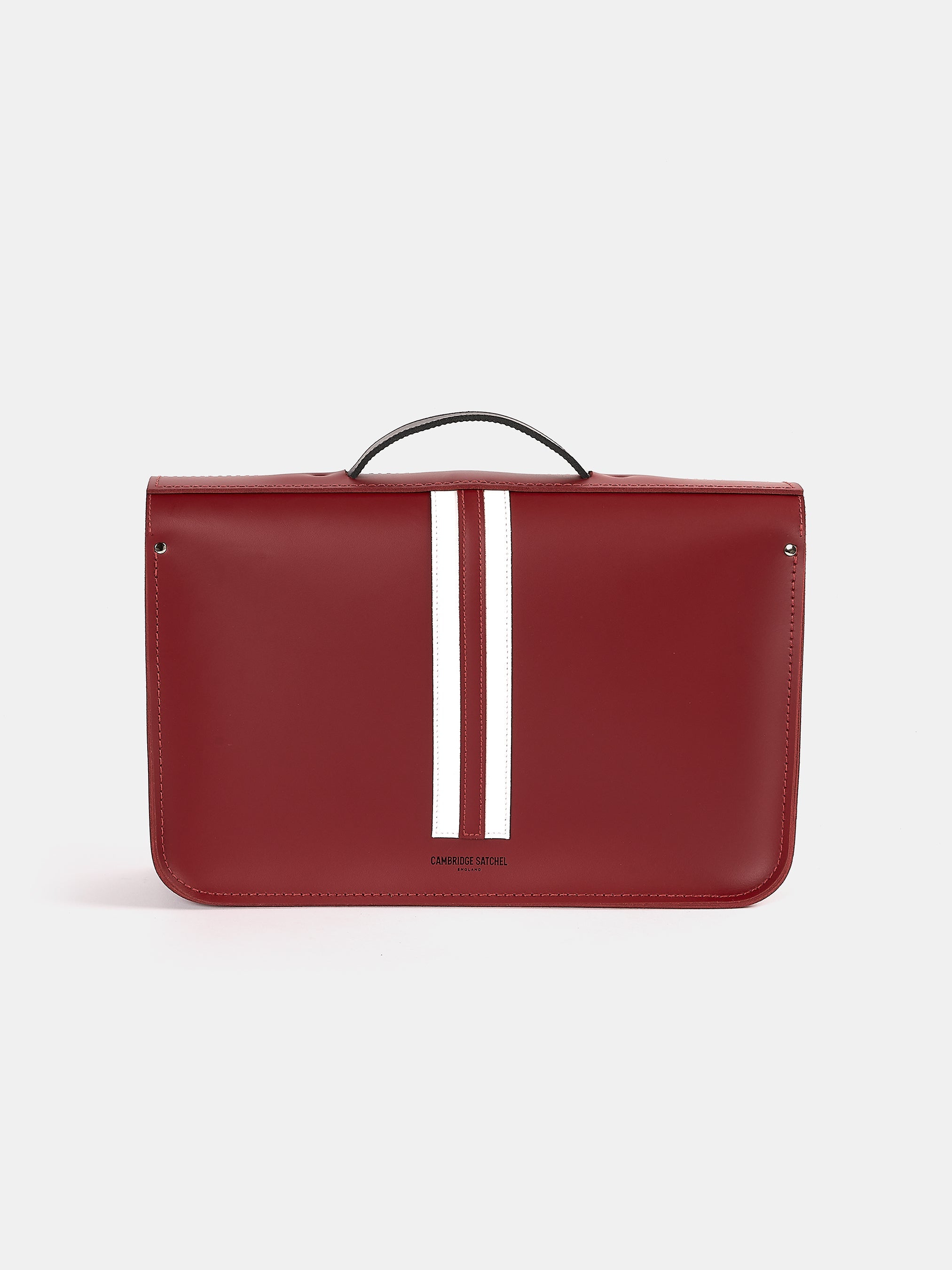 The 15 Inch Batchel - Red with Harvard Stripe