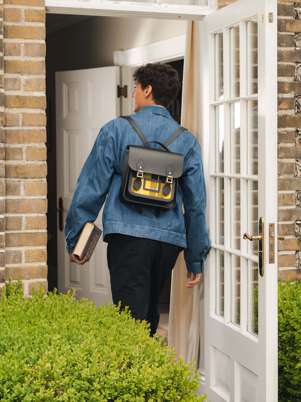 The Small Portrait Backpack - Black with Yellow Tartan