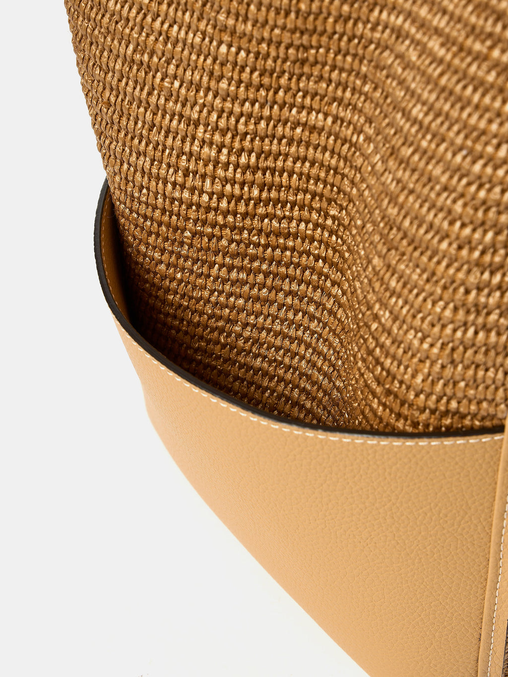 The Raffia Tote - Sand Raffia & Madras Grain Leather