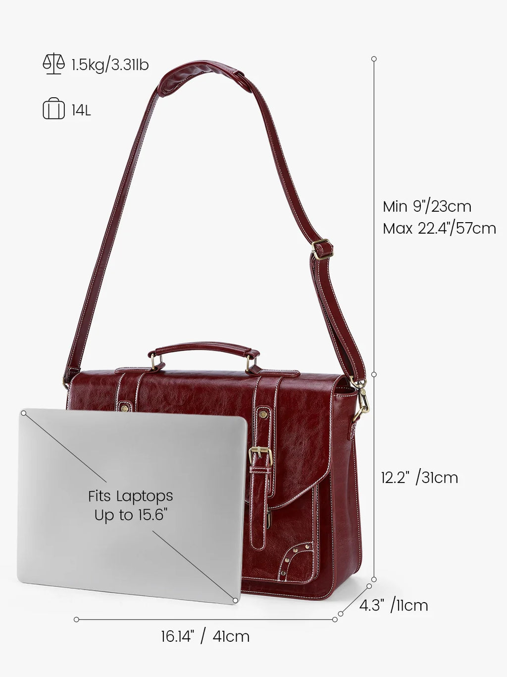 Wilder Vintage Rivet 15.6-Inch Briefcase