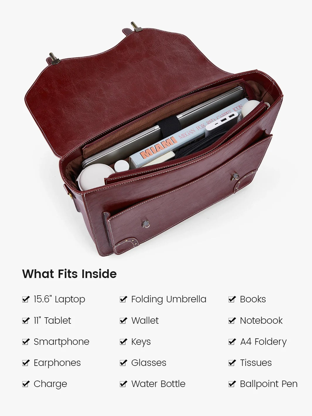 Wilder Vintage Rivet 15.6-Inch Briefcase