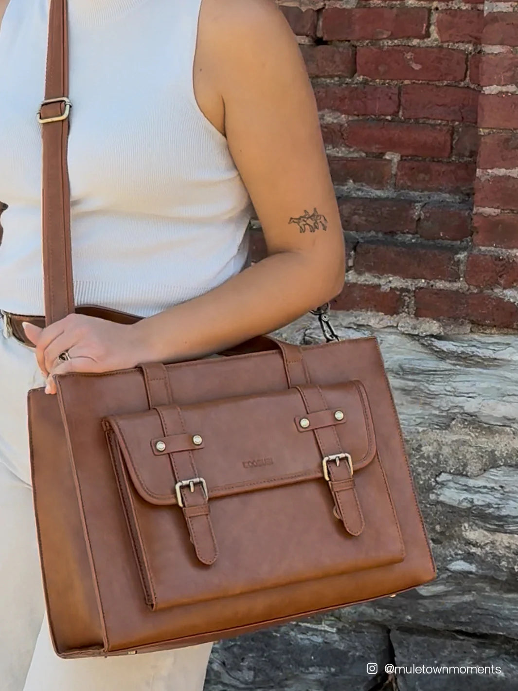 Olivia's Classic PU Leather Handbag for 13-15.6 Inch Laptop Tote