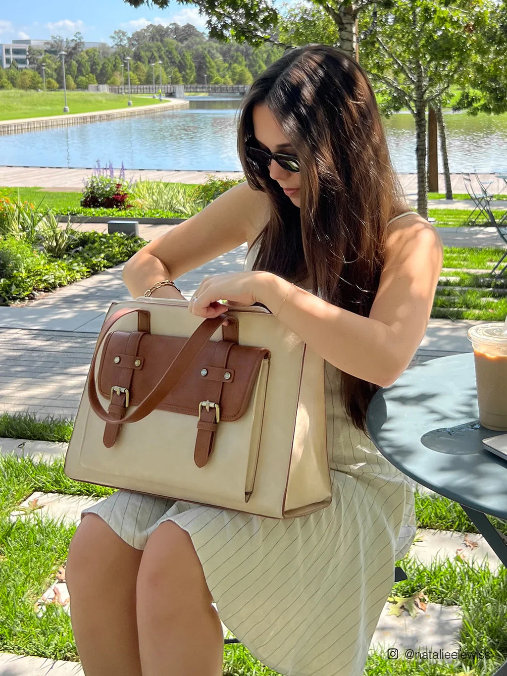 Olivia's Classic PU Leather Handbag for 13-15.6 Inch Laptop Tote