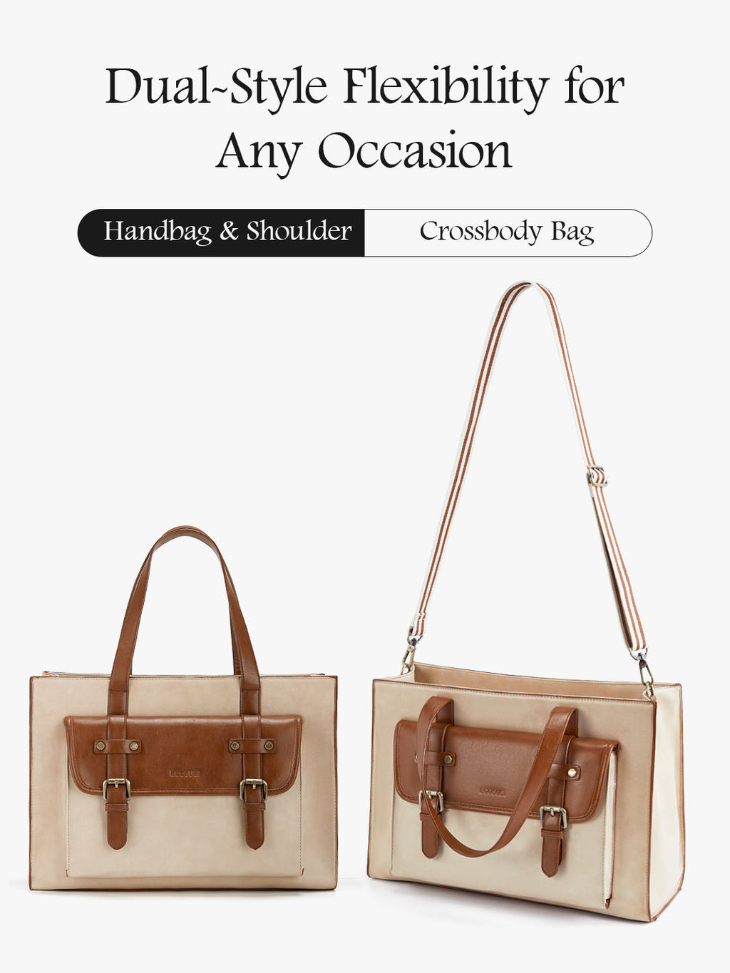 Olivia's Classic PU Leather Handbag for 13-15.6 Inch Laptop Tote