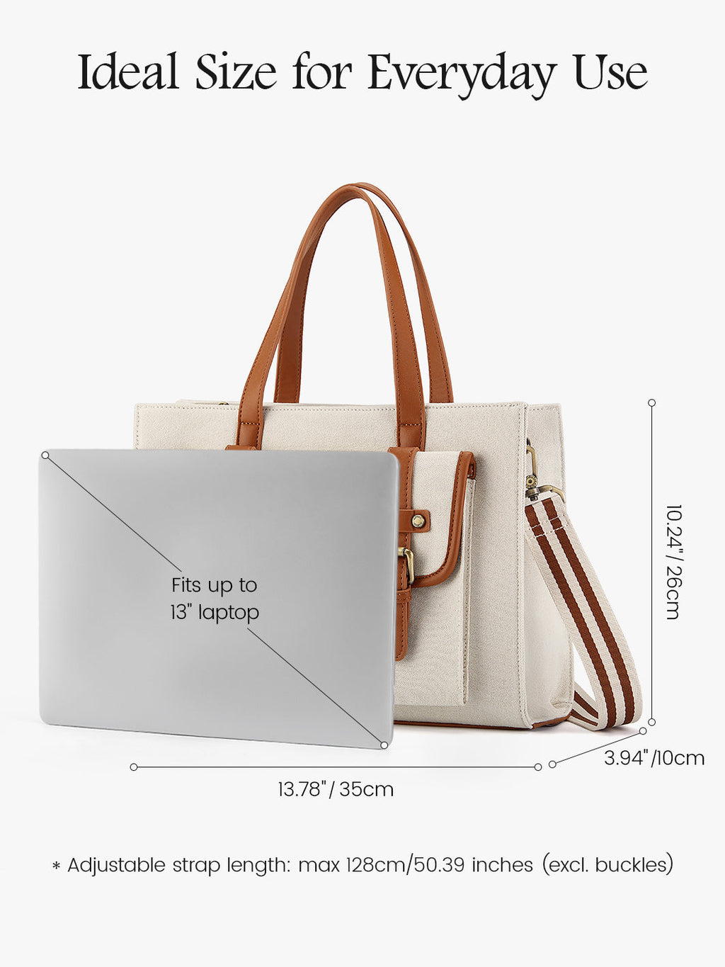 Olivia's Classic PU Leather Handbag for 13-15.6 Inch Laptop Tote