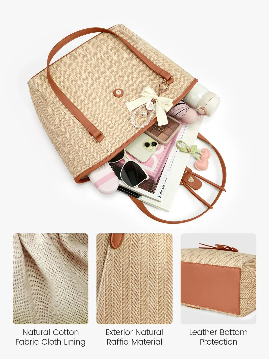 Marina Raffia Straw Tote Bag