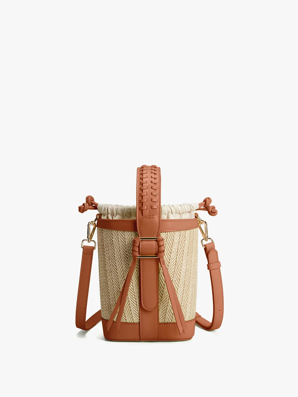 Marina Raffia Straw Bucket Bag