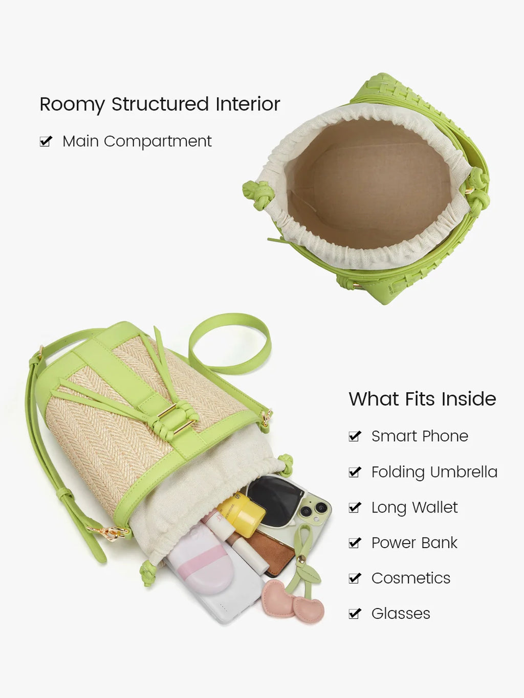 Marina Raffia Straw Bucket Bag