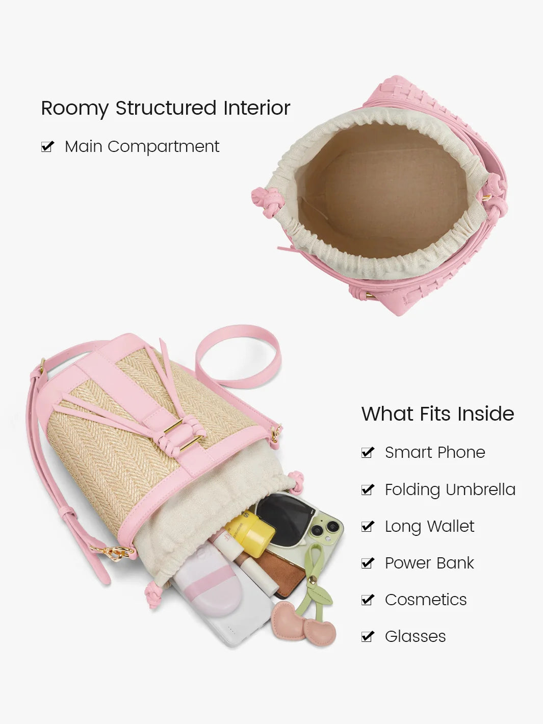 Marina Raffia Straw Bucket Bag