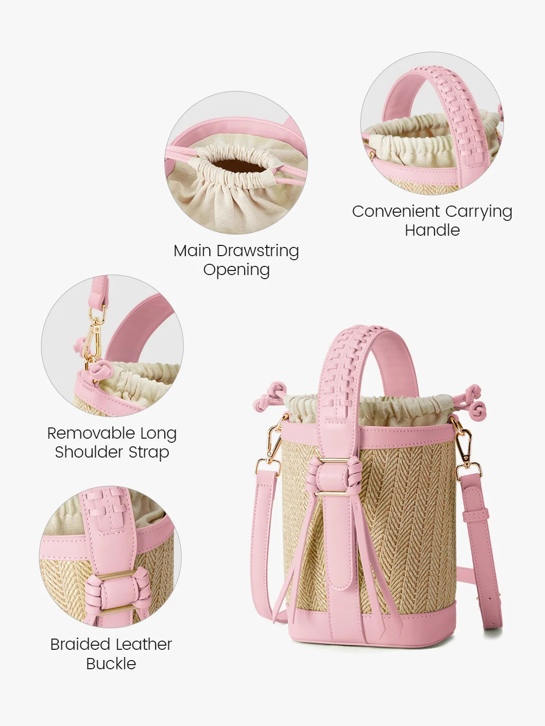 Marina Raffia Straw Bucket Bag