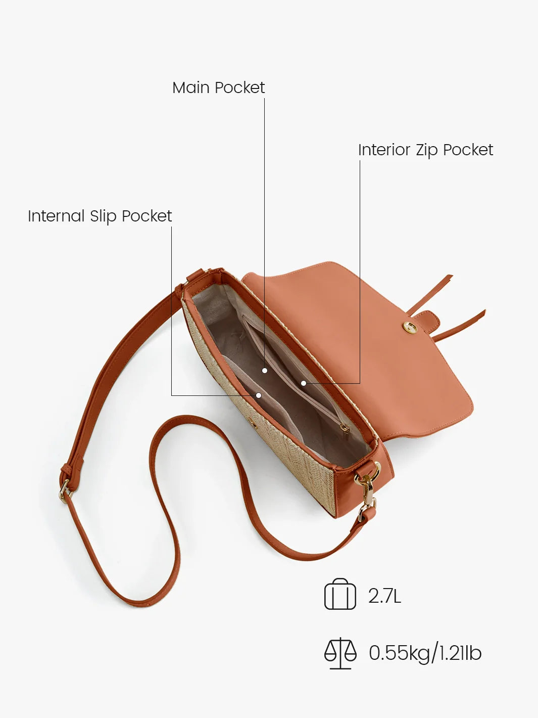 Marina Raffia Straw Crossbody Bag