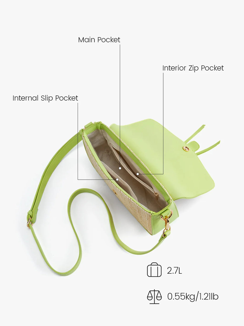 Marina Raffia Straw Crossbody Bag