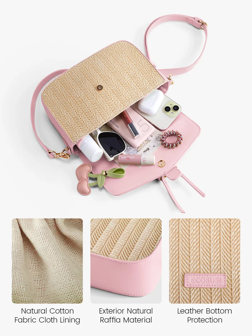 Marina Raffia Straw Crossbody Bag