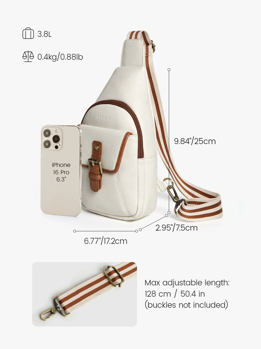 Vintage Leather Sling Bag with Guitar Strap