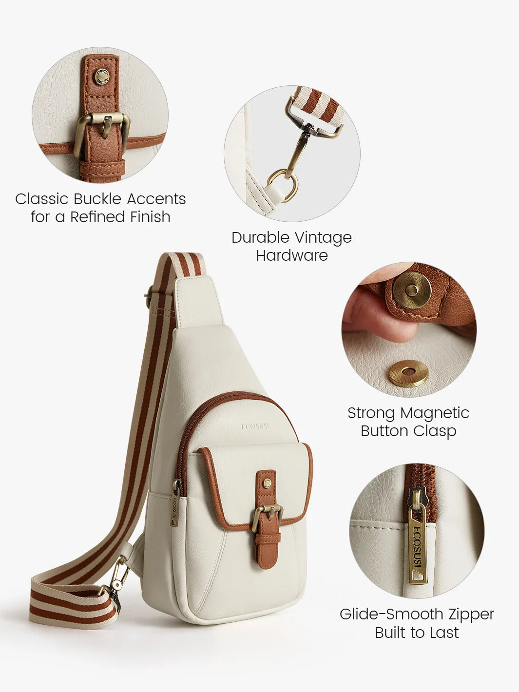 Vintage Leather Sling Bag with Guitar Strap