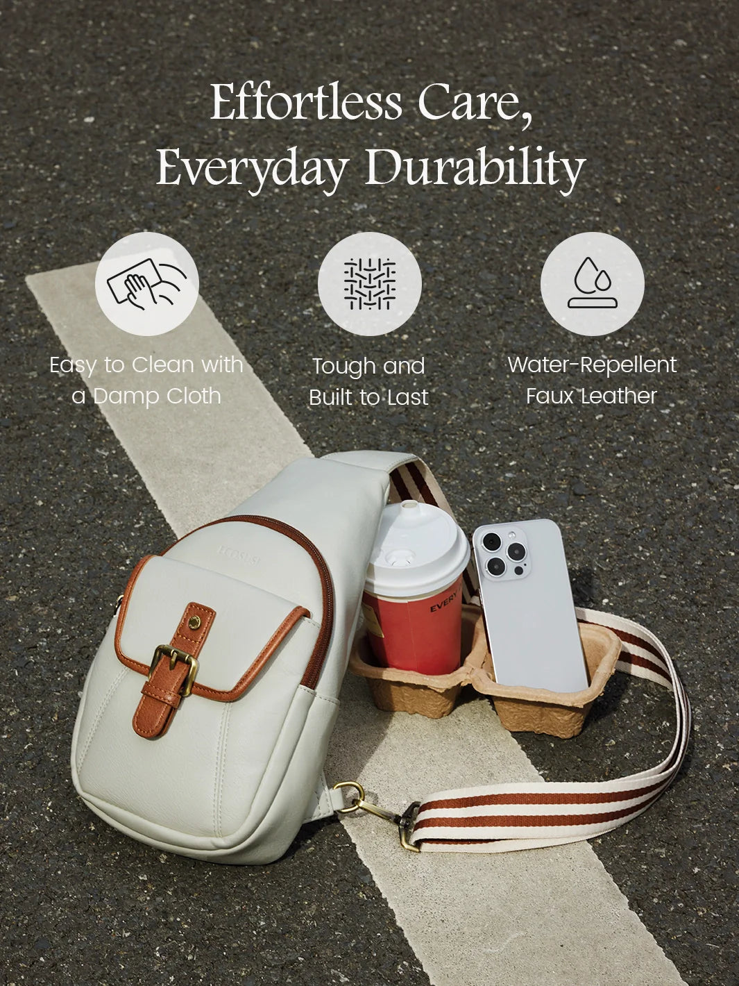 Vintage Leather Sling Bag with Guitar Strap