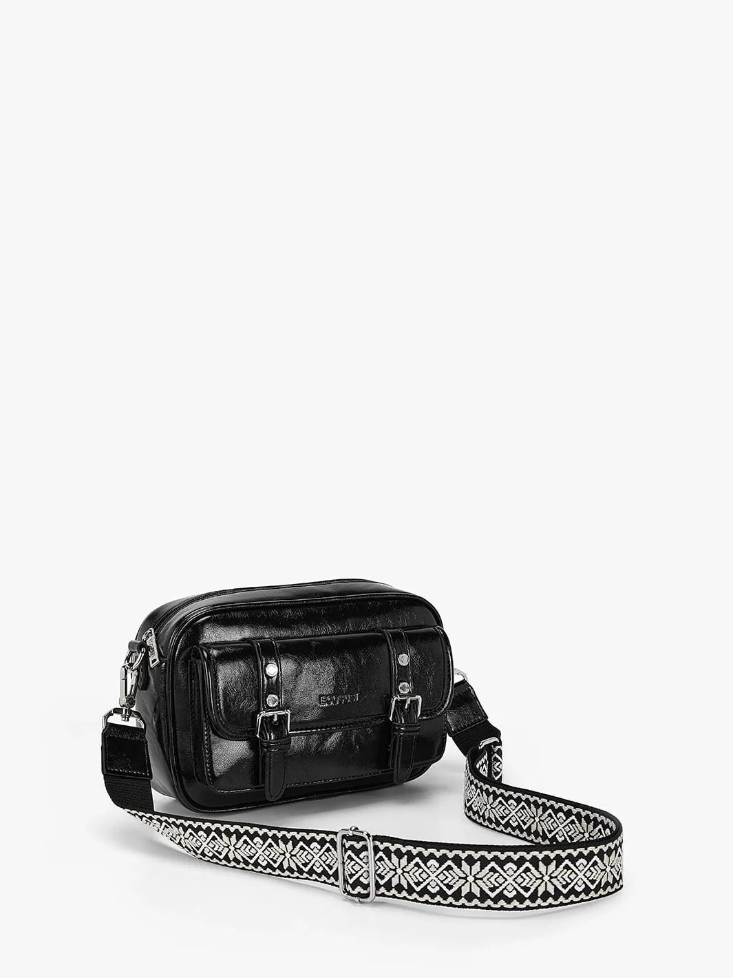 Mia Wide Strap Vegan Leather Crossbody Bag