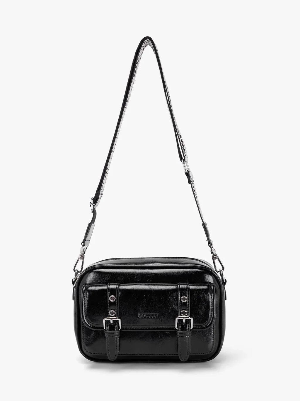 Mia Wide Strap Vegan Leather Crossbody Bag