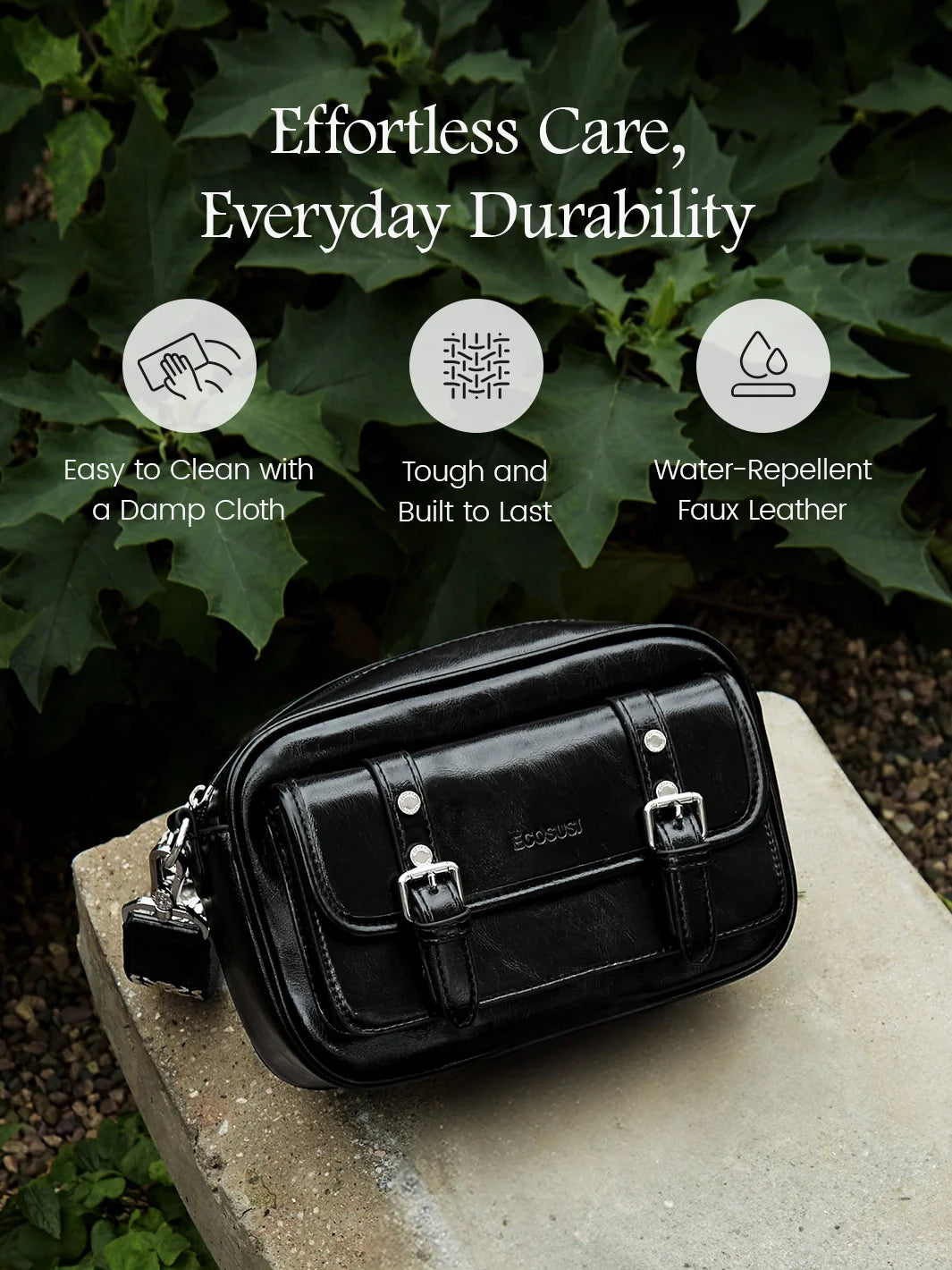 Mia Wide Strap Vegan Leather Crossbody Bag