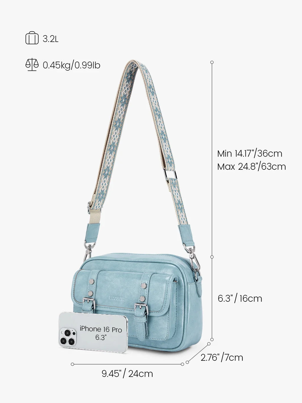 Mia Wide Strap Vegan Leather Crossbody Bag