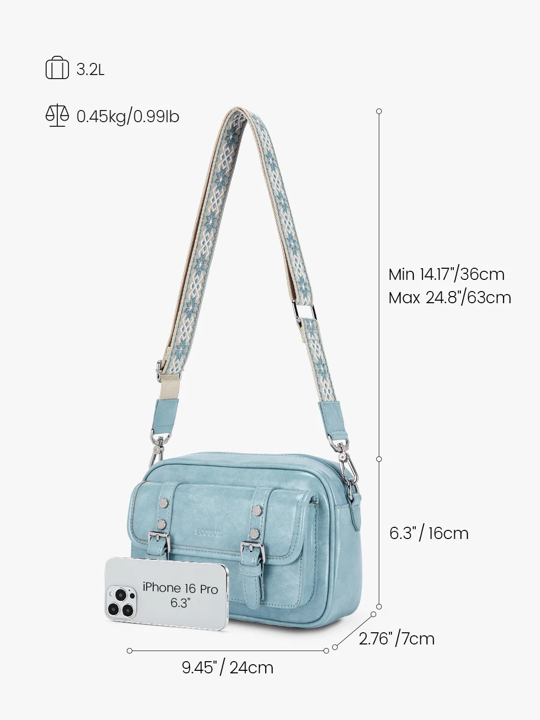 Mia Wide Strap Vegan Leather Crossbody Bag