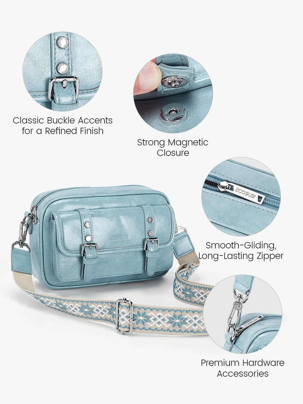 Mia Wide Strap Vegan Leather Crossbody Bag