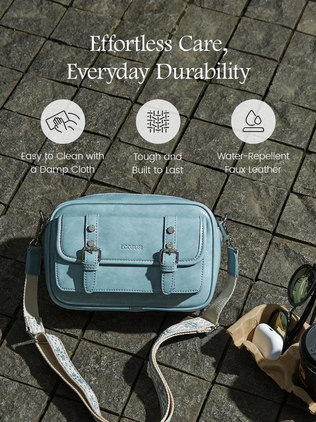 Mia Wide Strap Vegan Leather Crossbody Bag