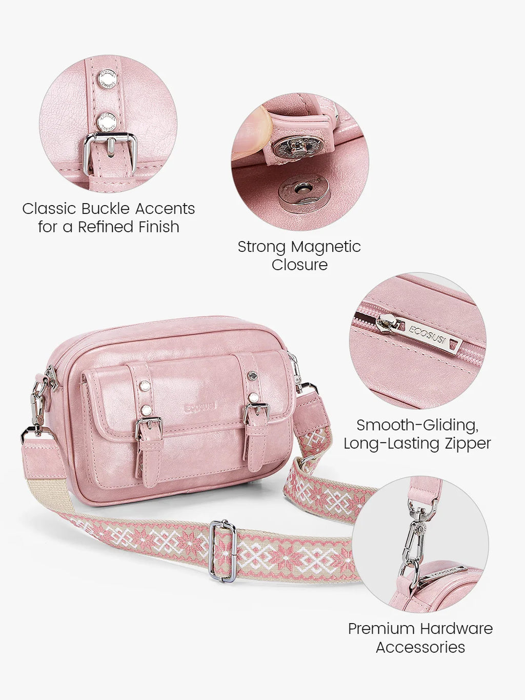 Mia Wide Strap Vegan Leather Crossbody Bag