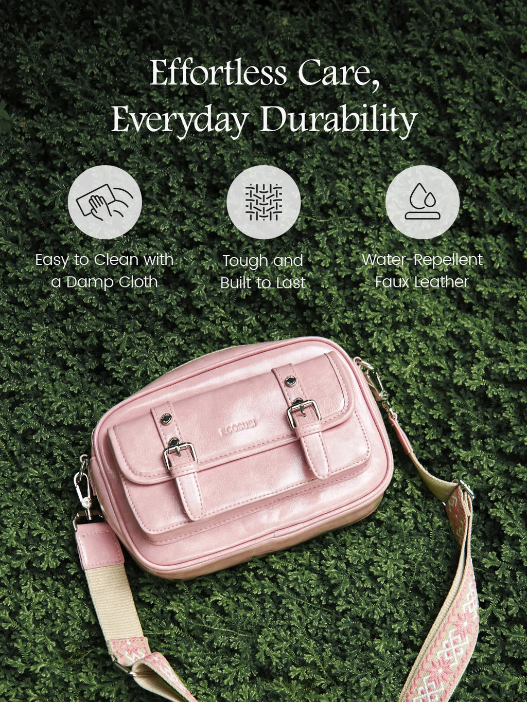 Mia Wide Strap Vegan Leather Crossbody Bag