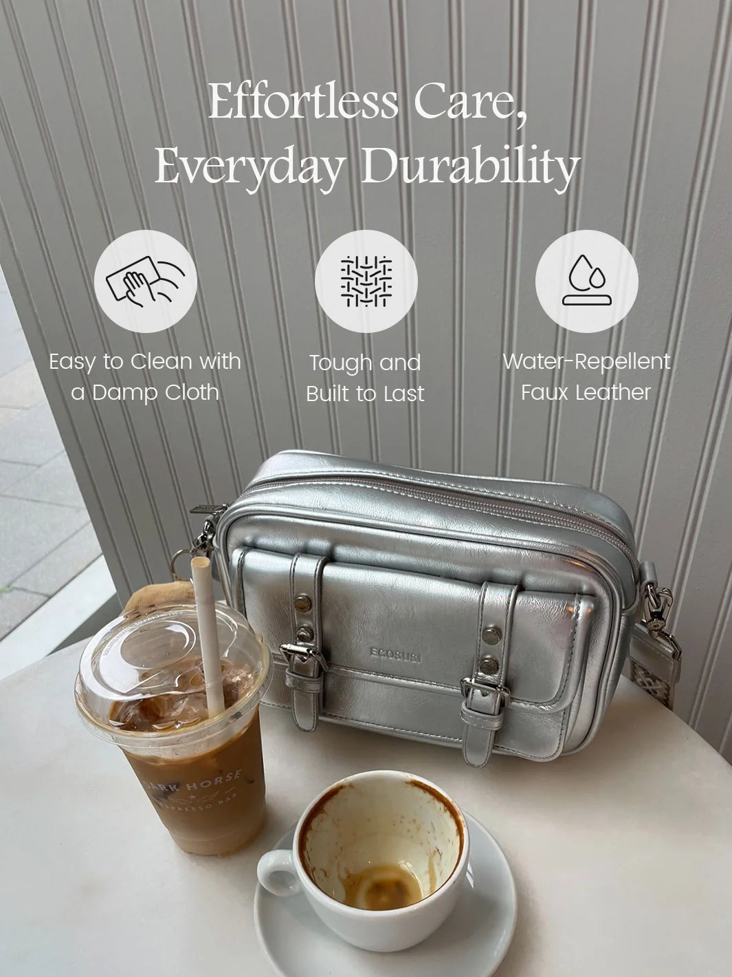 Mia Wide Strap Vegan Leather Crossbody Bag