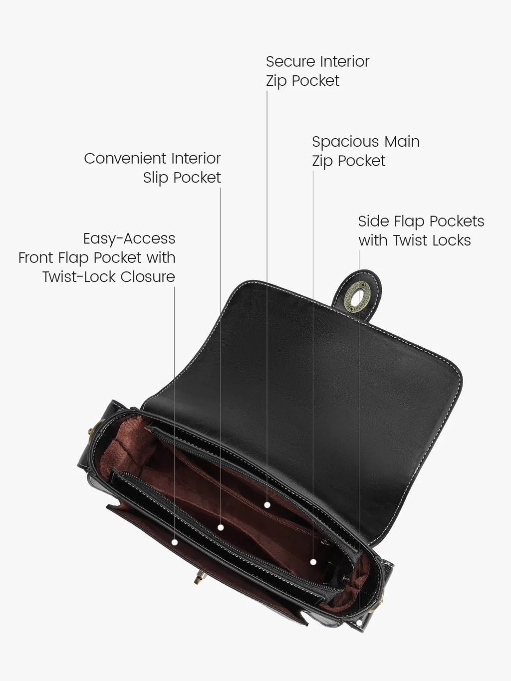 Alison Vintage Vegan Leather Crossbody Bag