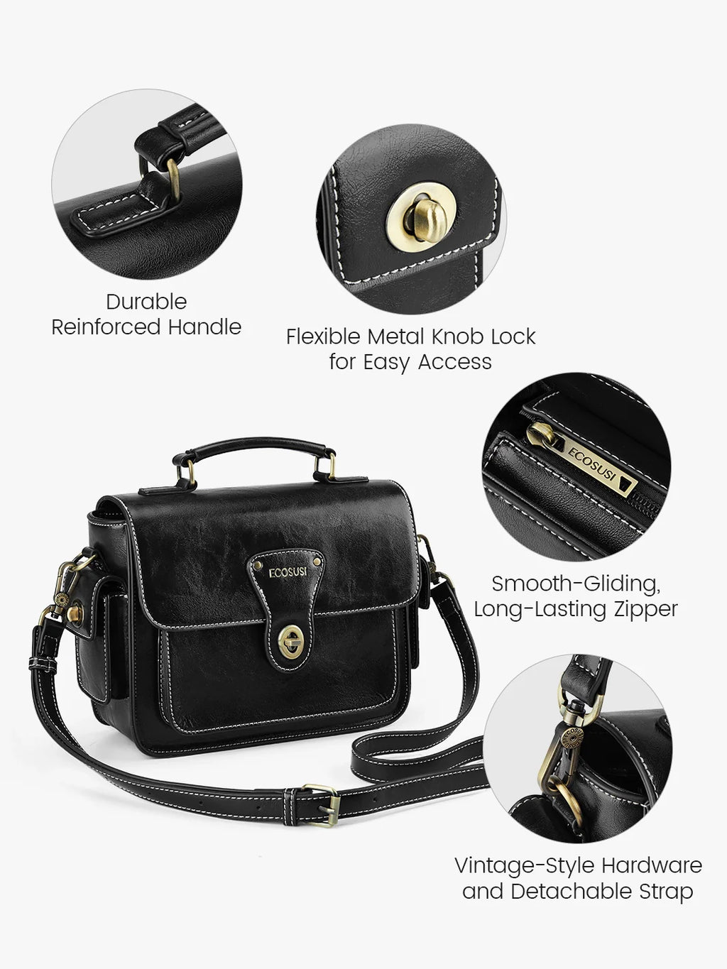 Alison Vintage Vegan Leather Crossbody Bag