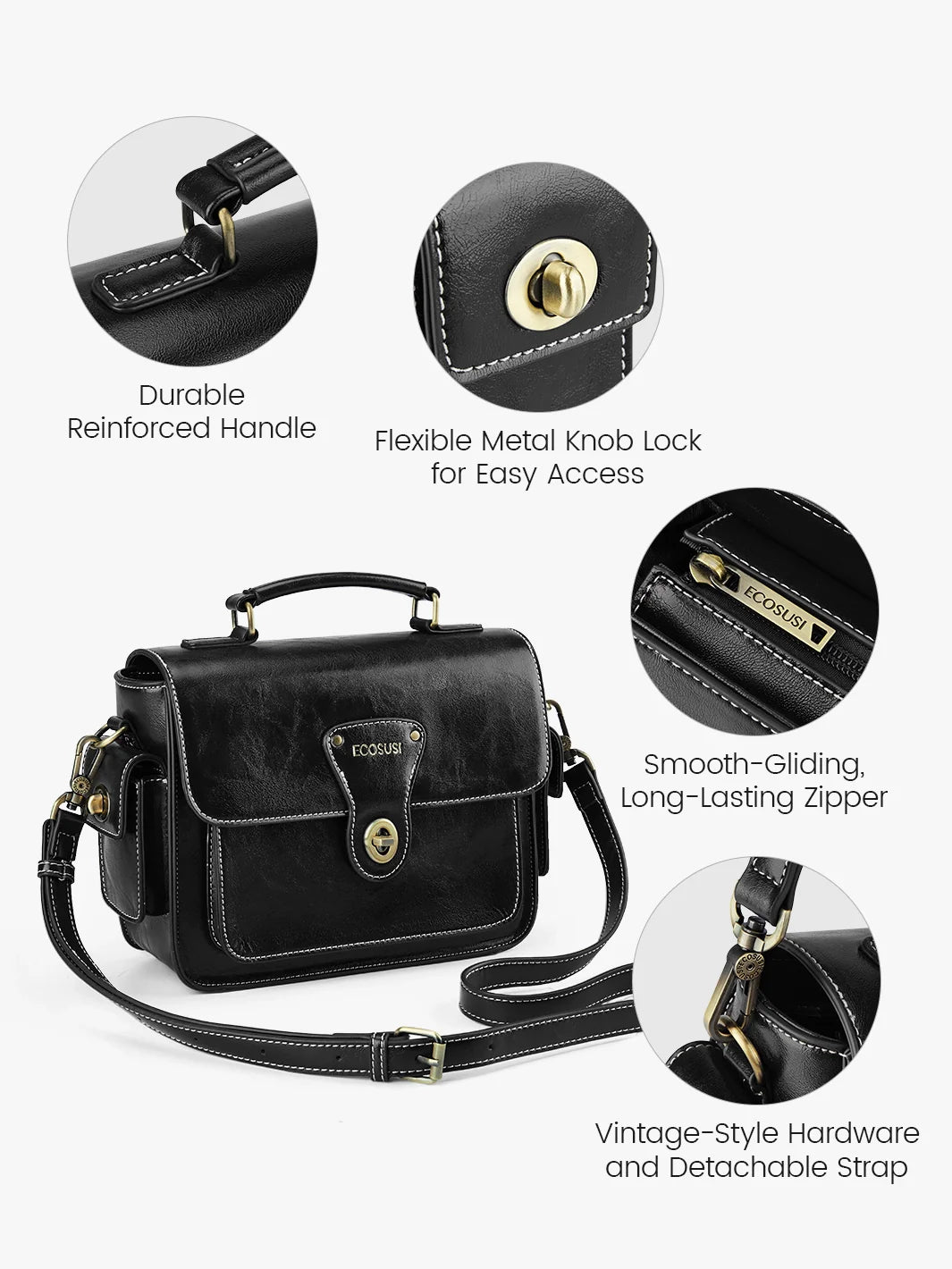 Alison Vintage Vegan Leather Crossbody Bag