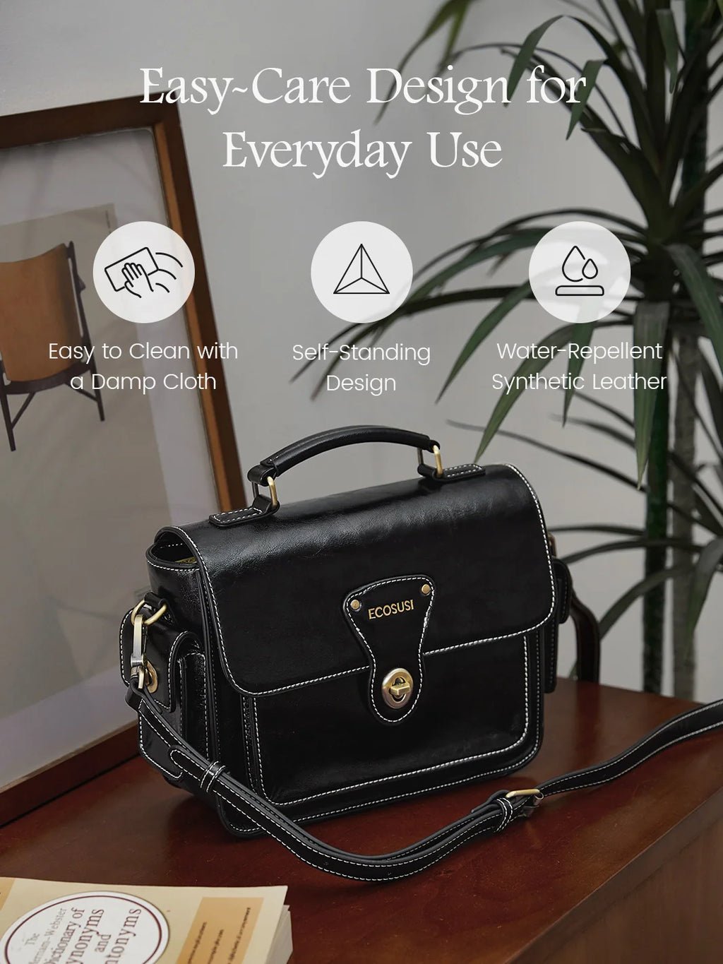 Alison Vintage Vegan Leather Crossbody Bag