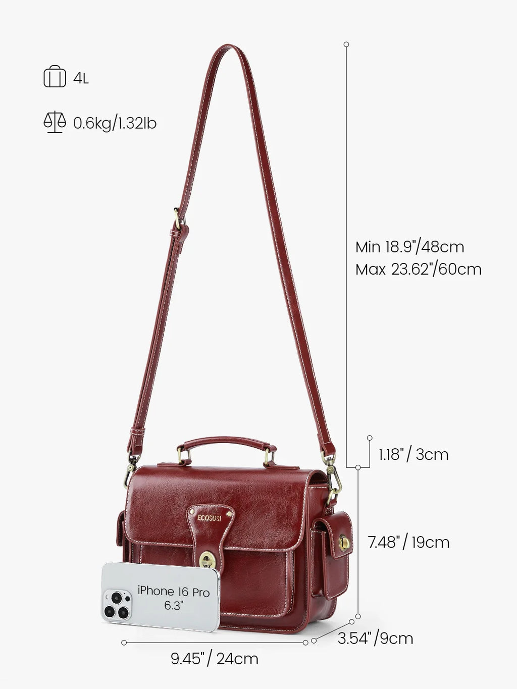 Alison Vintage Vegan Leather Crossbody Bag