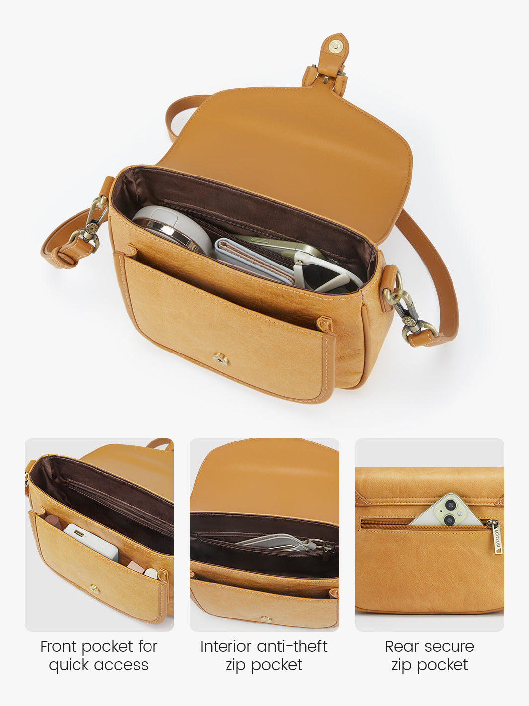 Evelina Washable Paper Vintage Saddle Crossbody