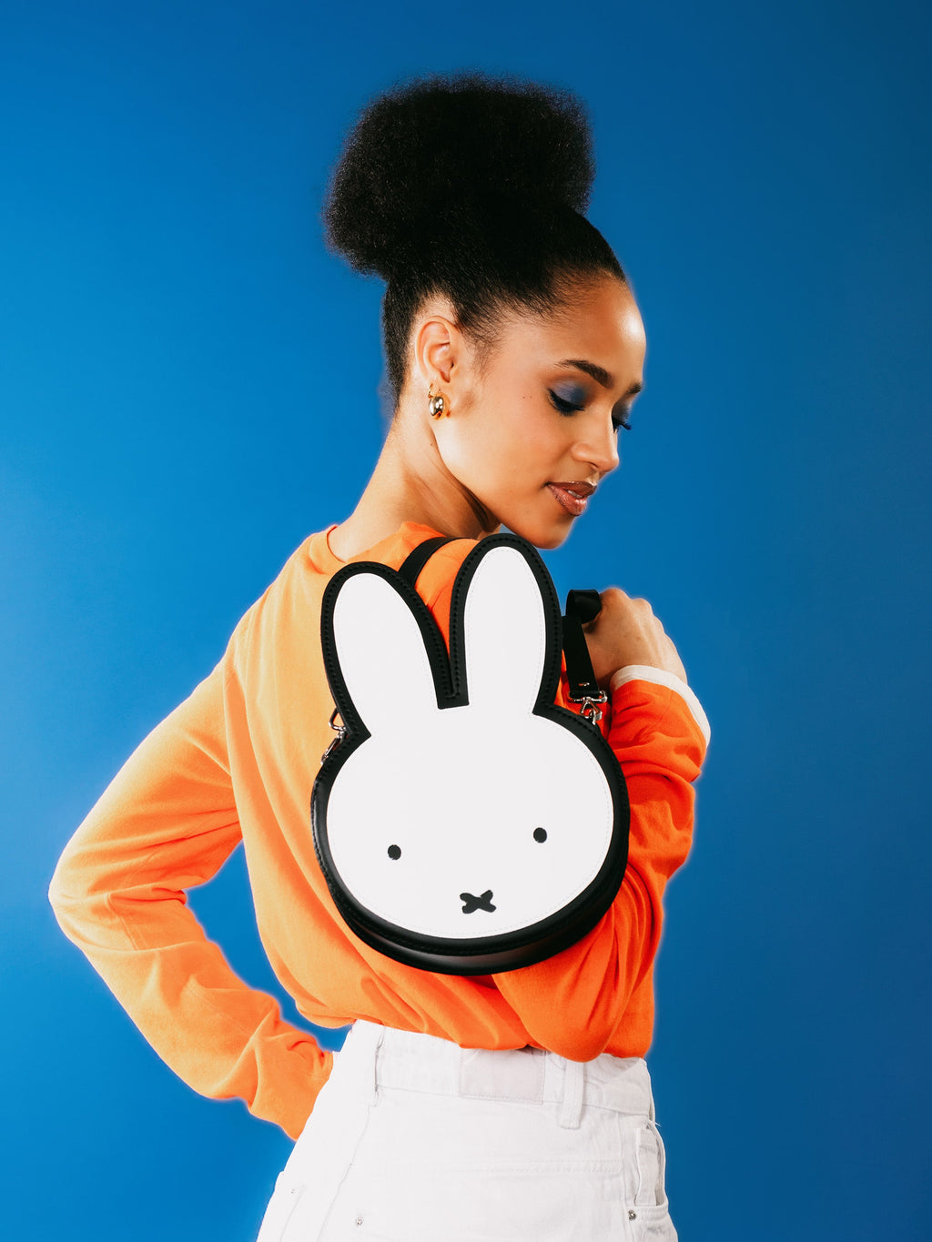 The Miffy Face Cross-Body Bag - Black and Brilliant White