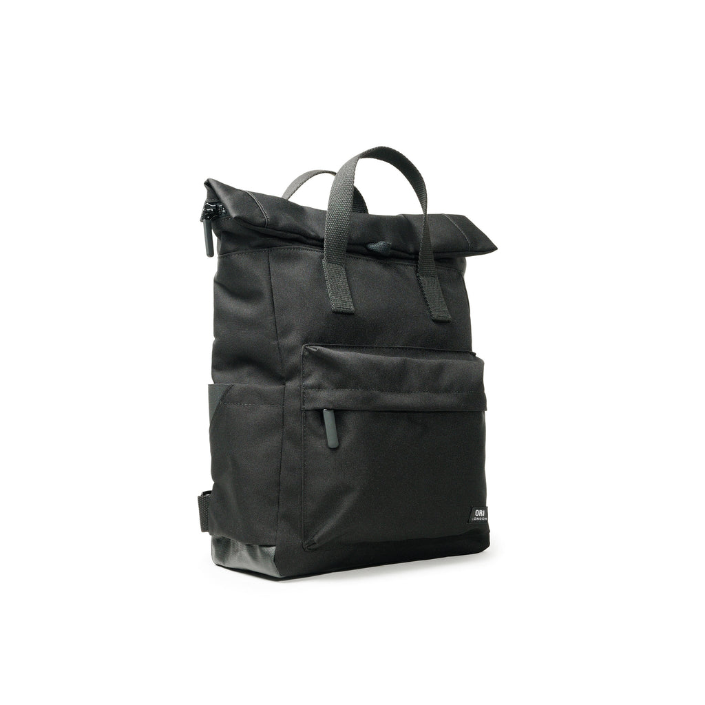 All Black Canfield Roll Top Backpack in Ash